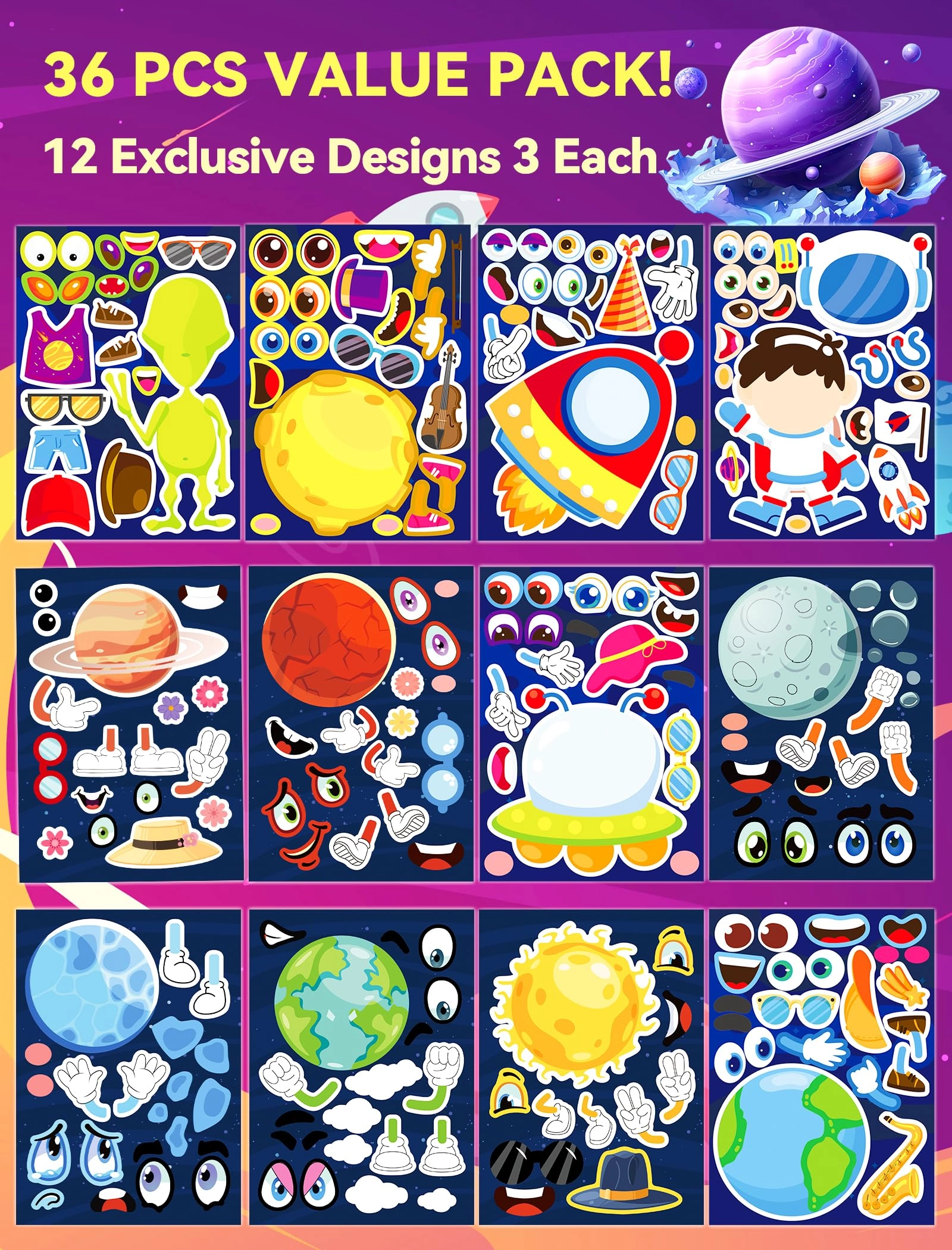 Outer Space Sticker Book 36 pcs