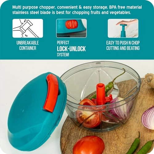 Multipurpose Plastic Vegetable Chopper Cutter - 650 ml 3 Blades