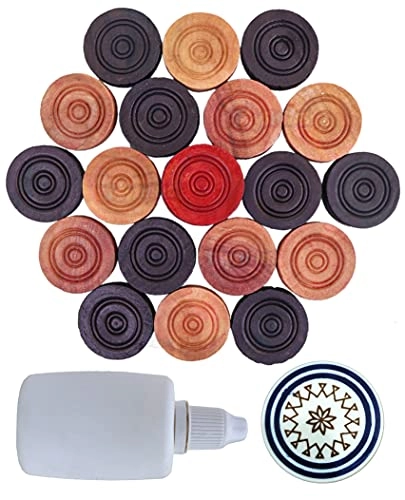 Carrom Coins - Wooden + Striker - Tournament Grade + Urea Powder