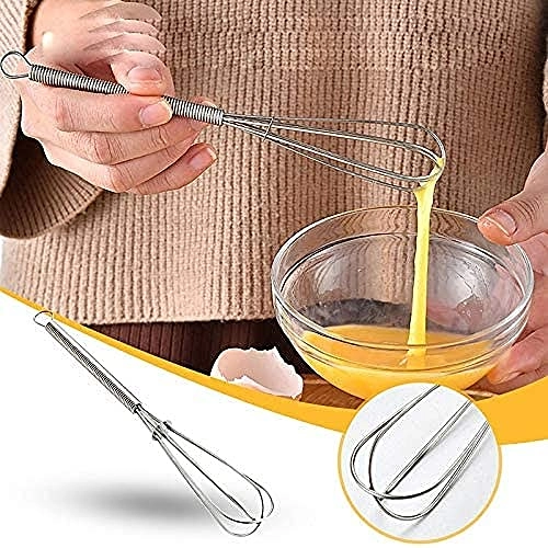 Mini Spring Handle Hand Mixer - Stainless Steel Small
