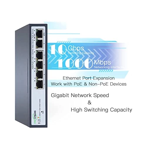 PoE Powered Switch - 65 Watt pass through power 4 IEEE802.3bt Gigabit