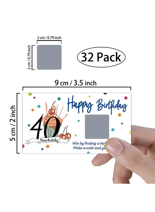 Colorful 40th Birthday Party Game Scratch Off Cards - English 32 PCS