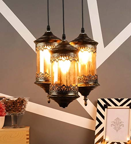 SM-501-3LP - 40Watts Chandelier Lantern Golden Antique