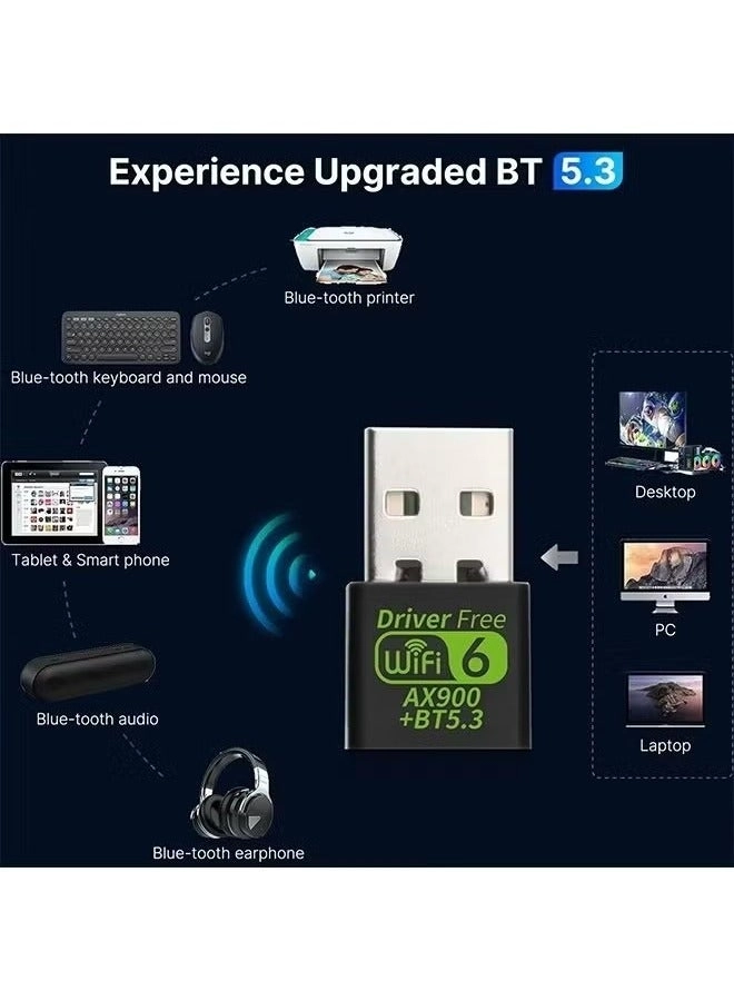WiFi 6 USB Adapter - Dual-Band 5GHz 2.4GHz USB Wireless