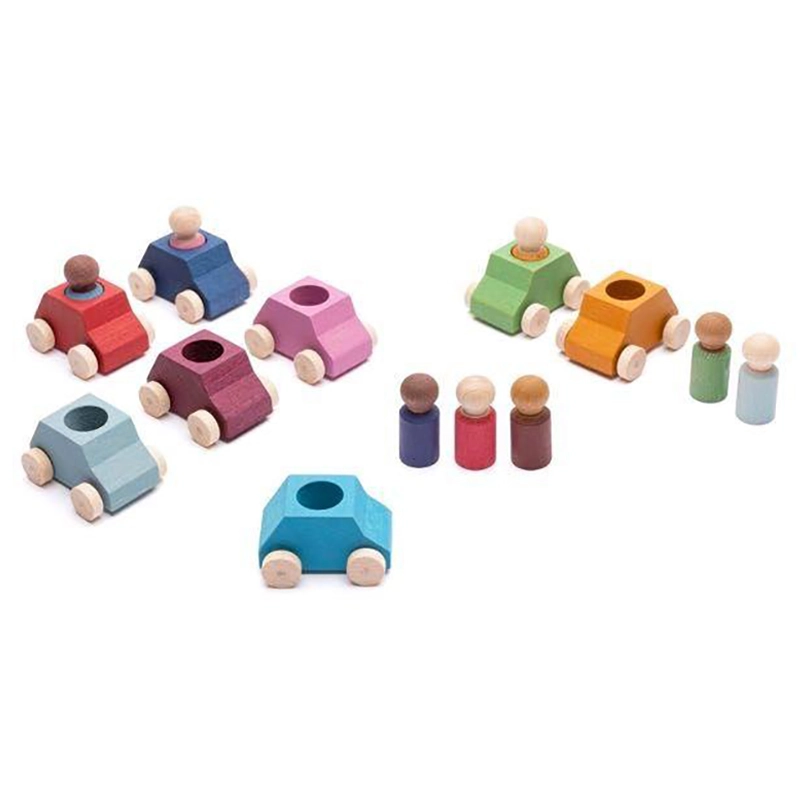 Wooden Cars With Figures - 8pcs