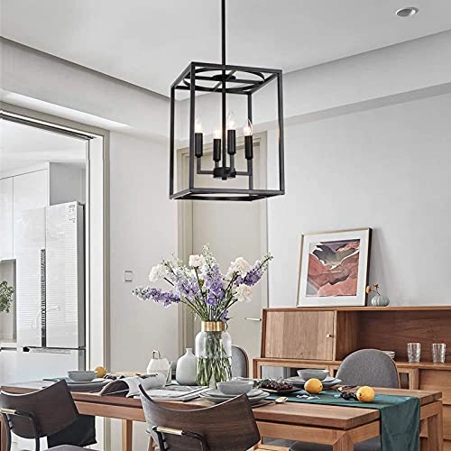 Vintage Chandeliers - Black 4-Lights Iron