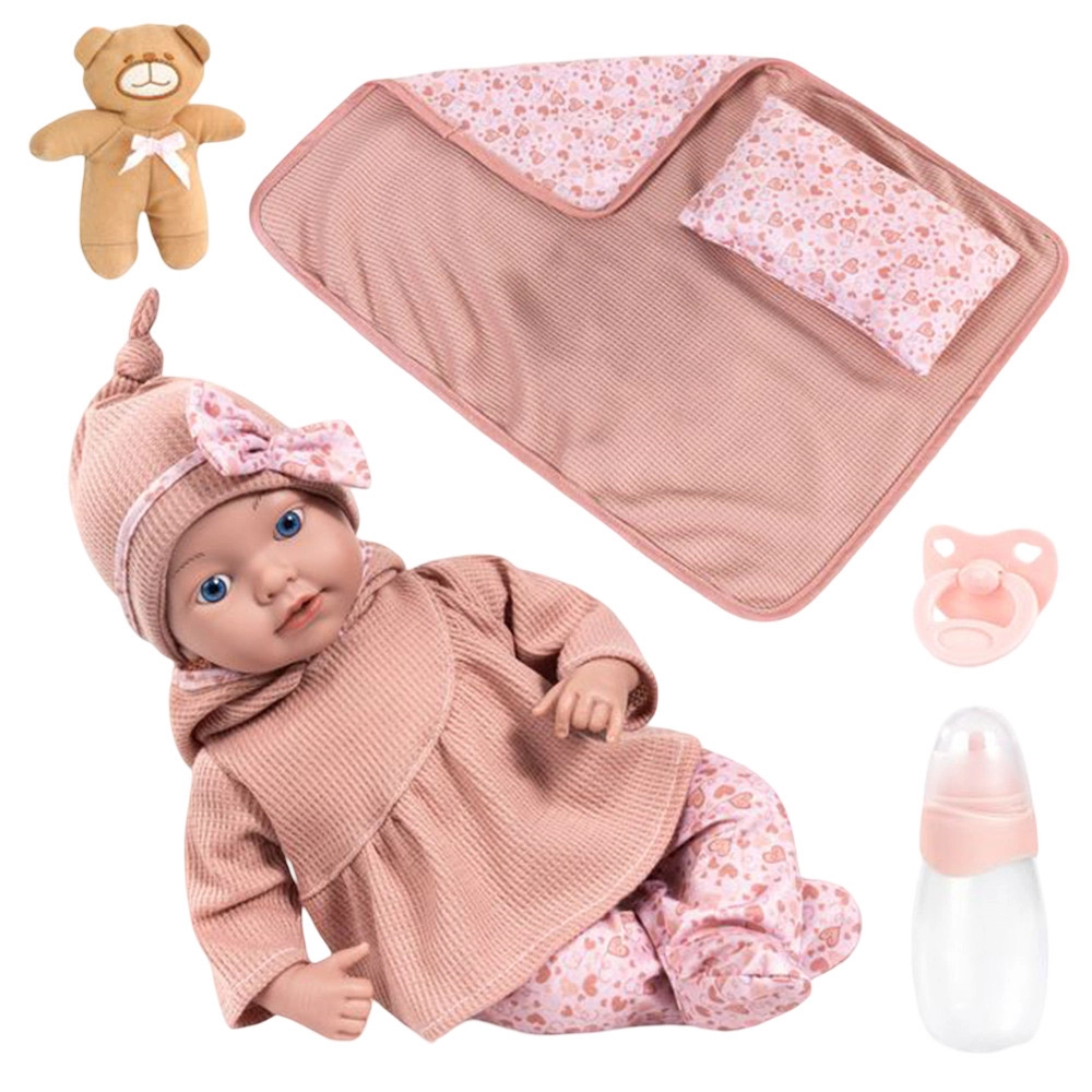 Reborn Baby Doll Playset - 38 cm Pink Ages 18 months+ Set