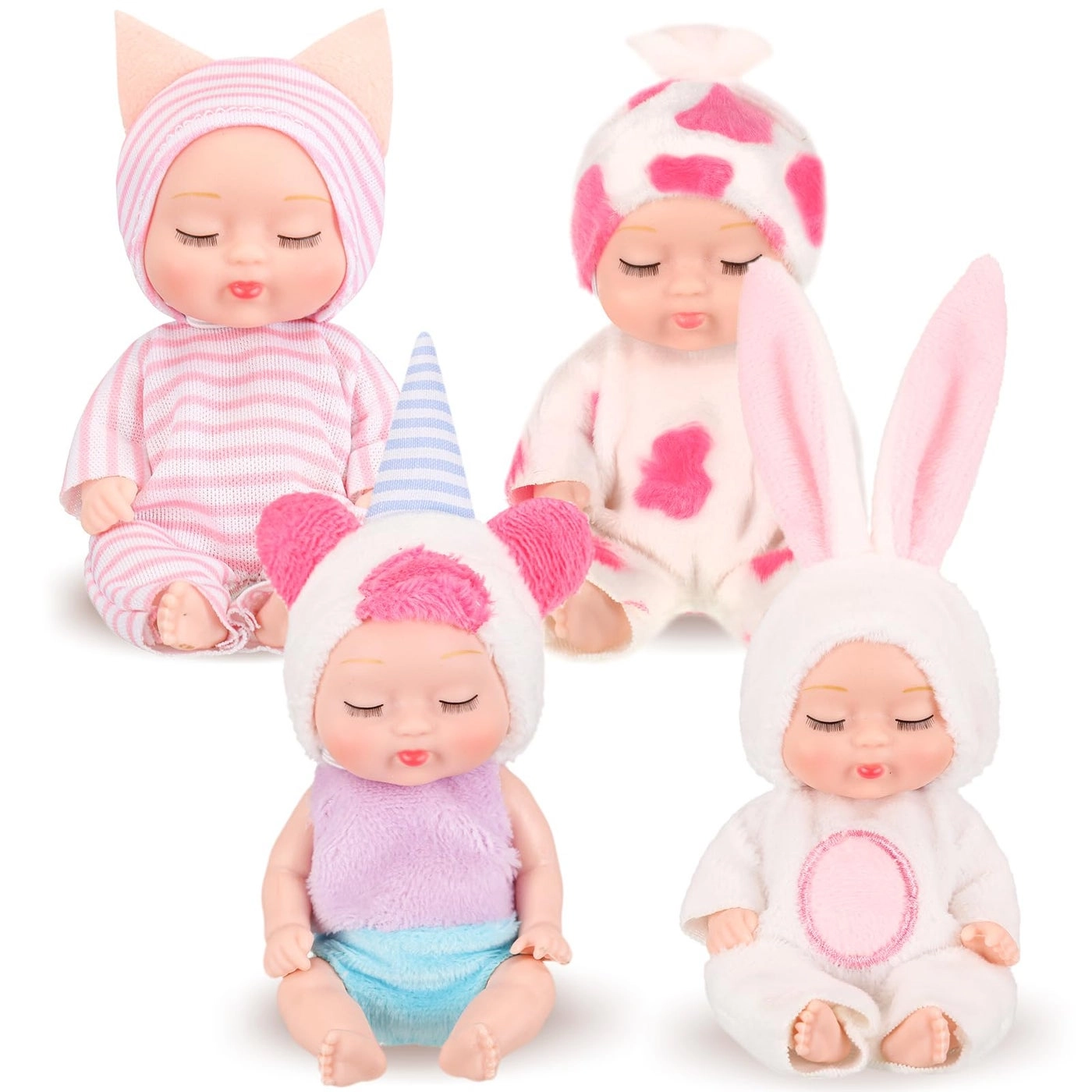 Hanaive Reborn Baby Doll - 4 Inch Animal Clothes 4 Pcs Bundle