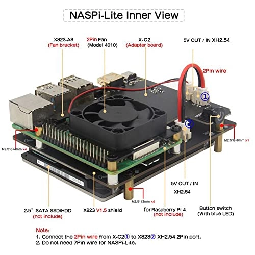 NASPi Lite + X823 - V1.5 + X-C2 + Case
