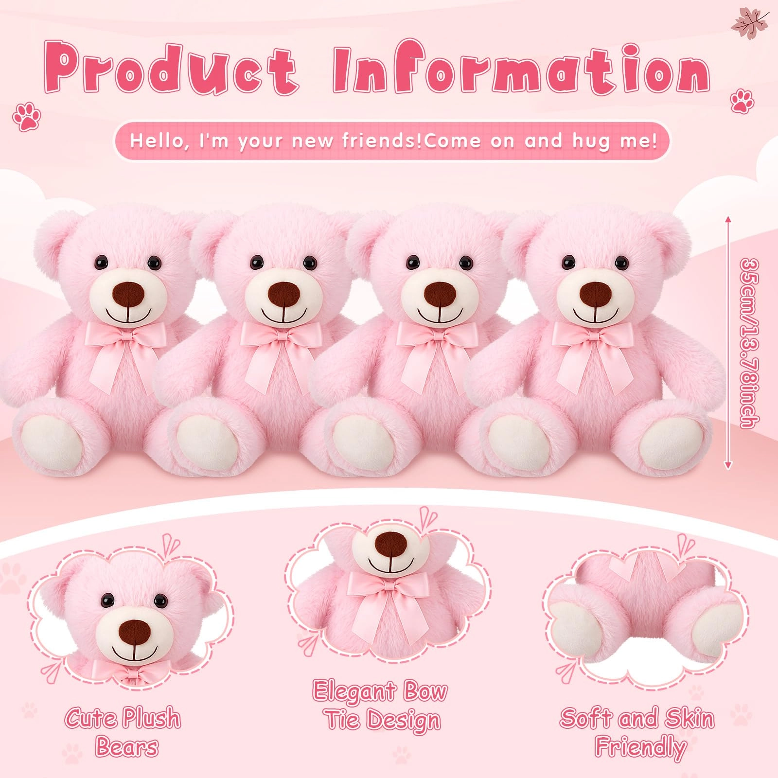 Teddy Bears - 35 cm 4 Pack