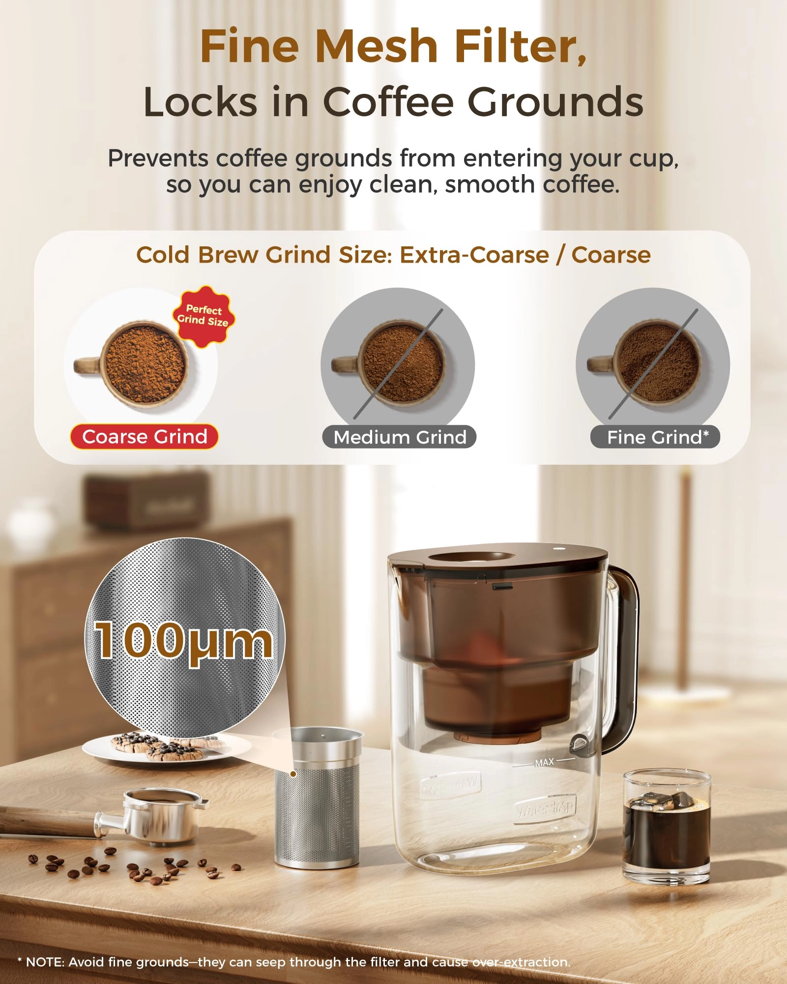 Cold Brew Coffee Maker - Magnesium Filter Stainless Steel BPA-Free