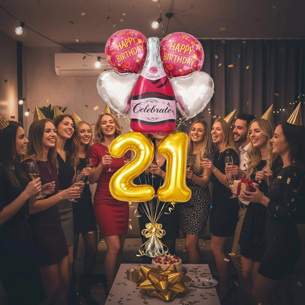 Number 21 Birthday Balloons Set - 6 Count Birthday