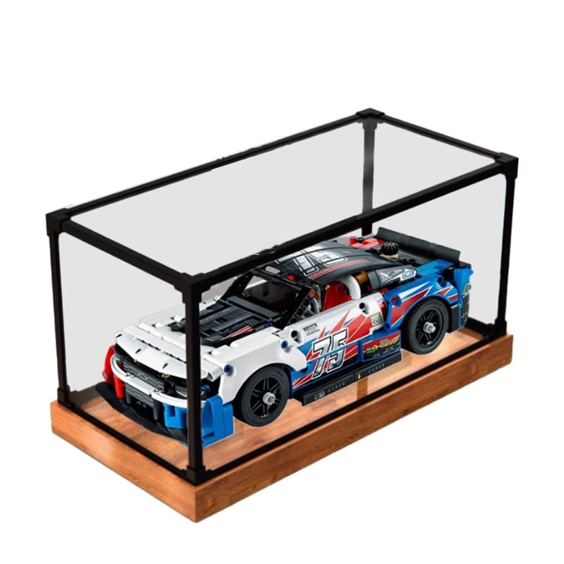 HCAEIOFJ Clear Acrylic Display Case - for 42153 35x15x15cm Wood Bottom+Alloy Edge