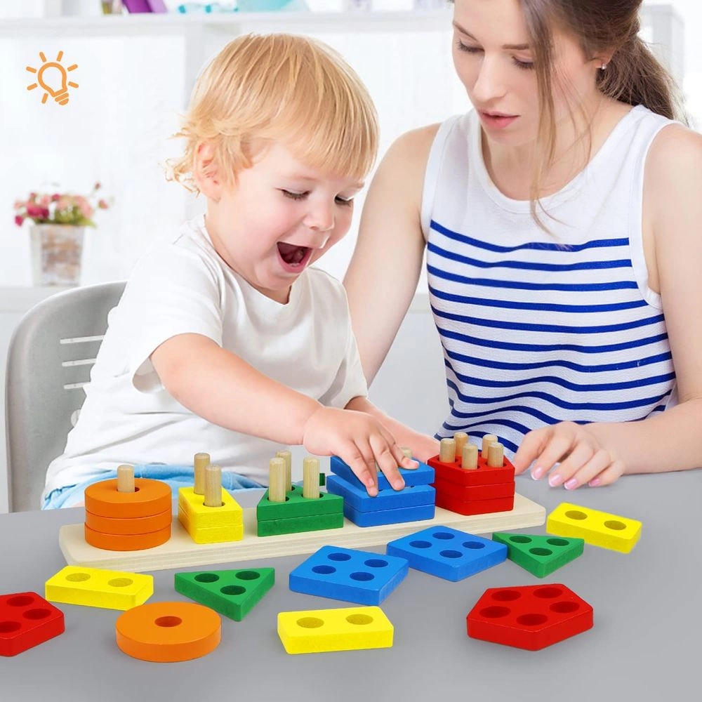 Montessori Shape Sorting Stacking - Suitable for 3 years & above 21 pieces