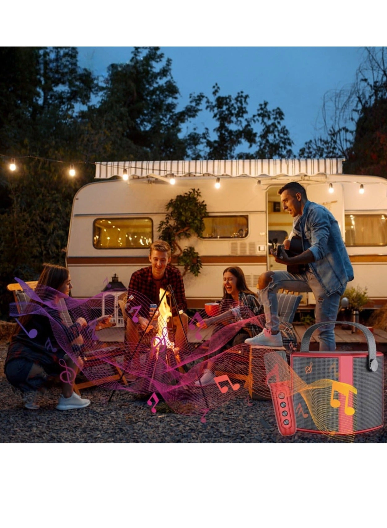 Portable Bluetooth Karaoke Speaker - Rechargeable wireless microphone Type-C charging TF Card support