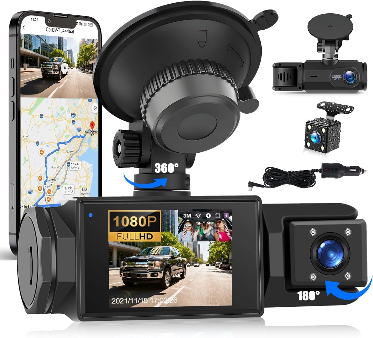 3 Channel Dash Cam - 1080P 30FPS
