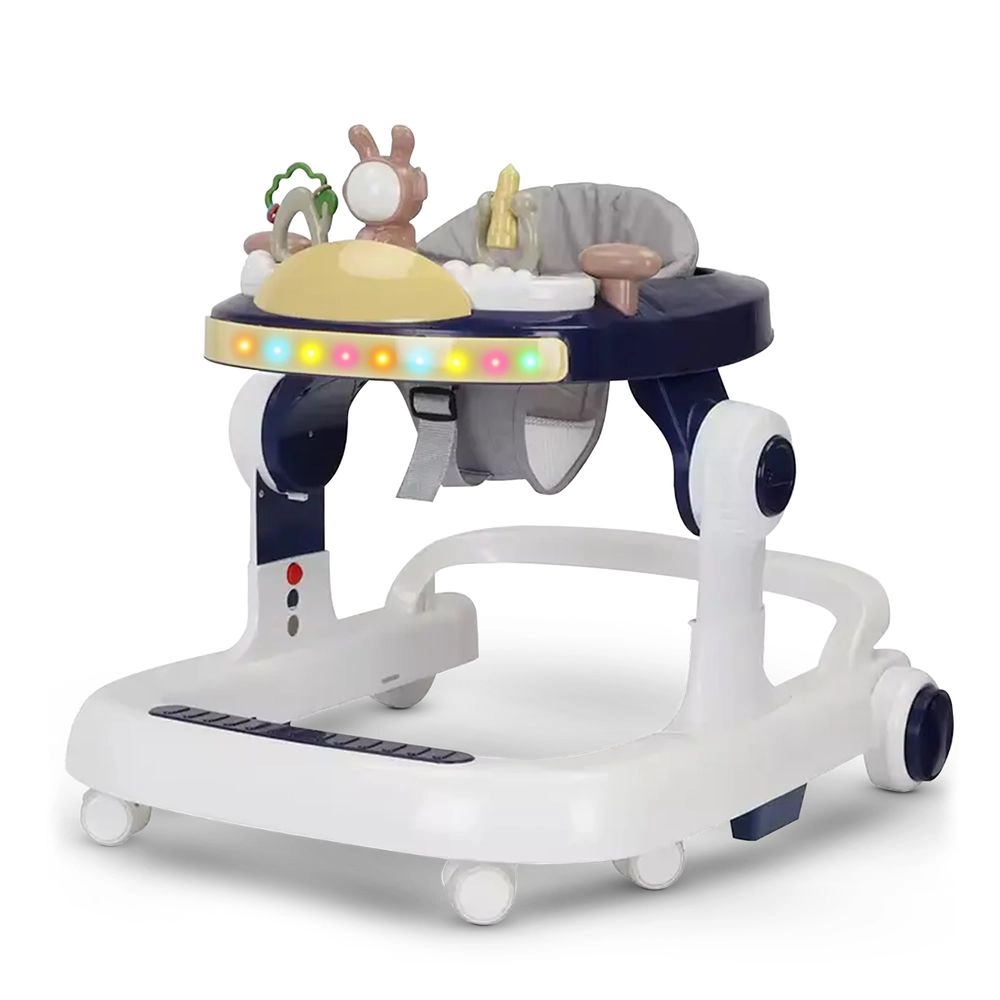 BAYBEE 2-In-1 Push Baby Walker - Anti-Fall Brake 3-Height Adjustable Padded Seat