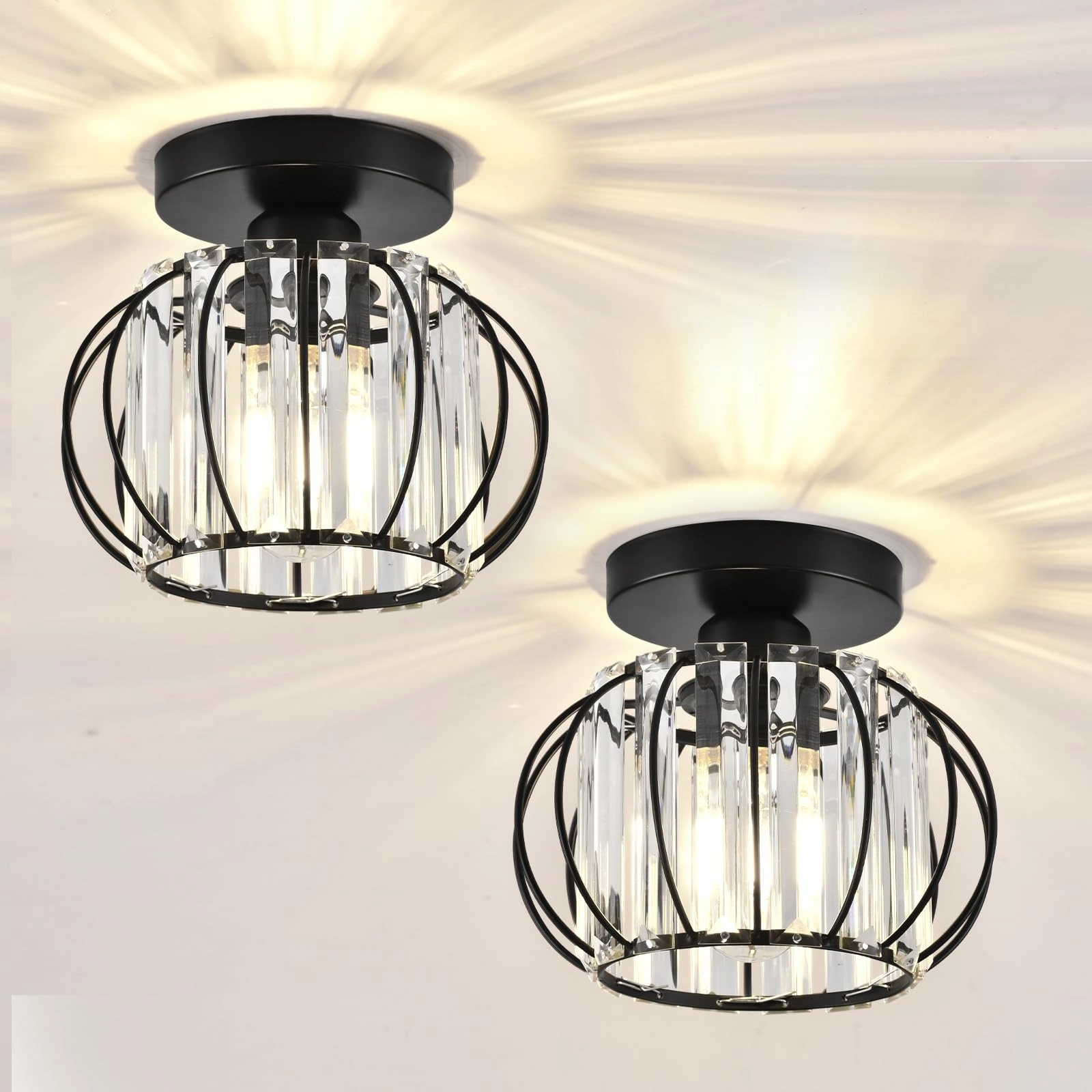 ZYDTRIP Crystals Ceiling Light - Small Semi Flush Mount E27