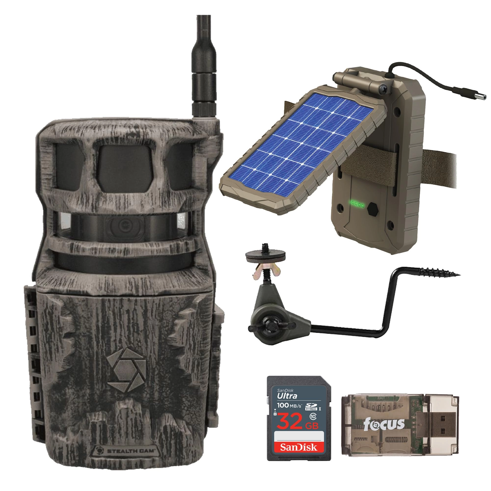 Stealth Cam Revolver 40MP Pro + Sol-Pak Solar Battery Pack + Ultra SDHC UHS-I Memory Card - 32GB + Hi-Speed SD USB 2.0 Card Reader