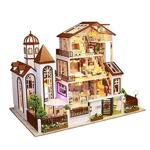Villa garden DIY house - 42 * 34 * 32cm With music Dust cover