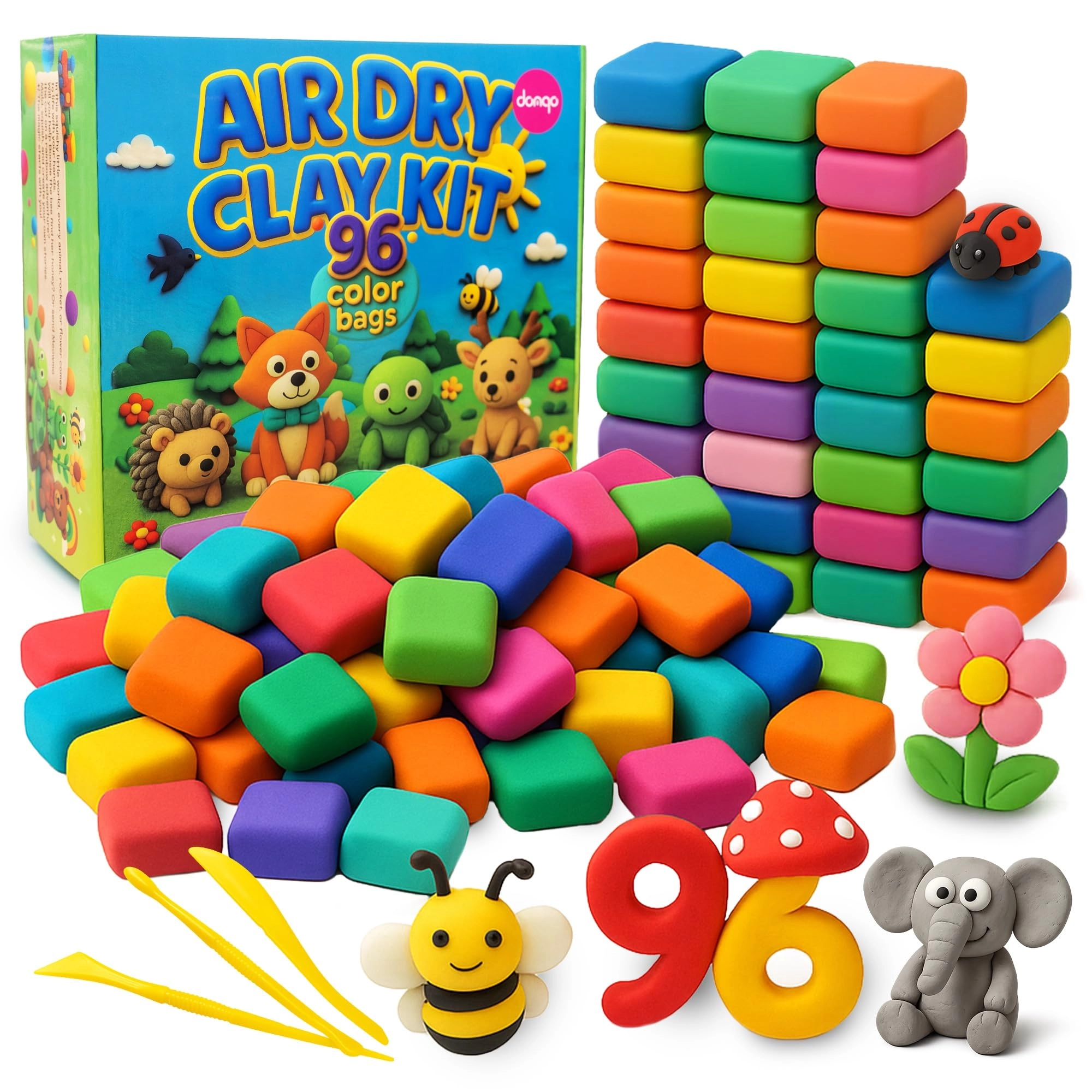 domqo Air Dry Clay Kit - Clay 96 pcs.