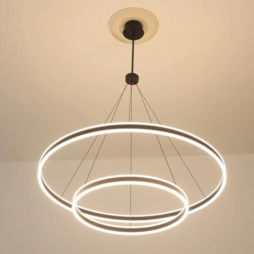 2 Lights Rings Chandelier - Adjustable Color Temperature Dimmable