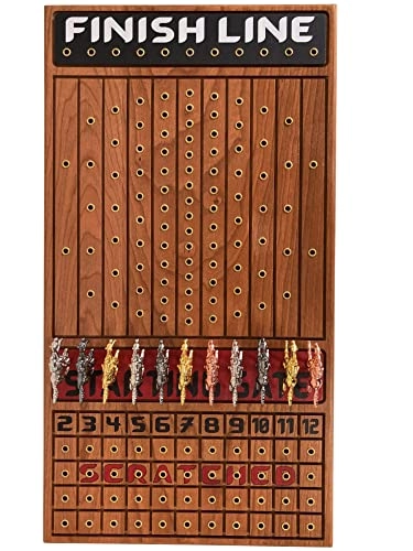 Horse Racing Game - 11 Metal Horses 22” Cherry Wood Board