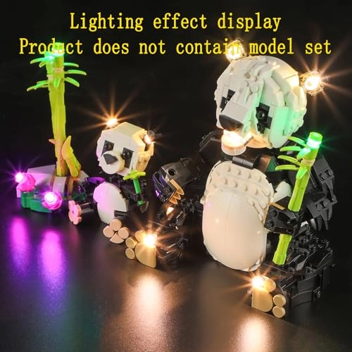 LED Light Kit - Plastic Wild Animals Panda Family for LEGO Creator 31165 1 4.5-5V