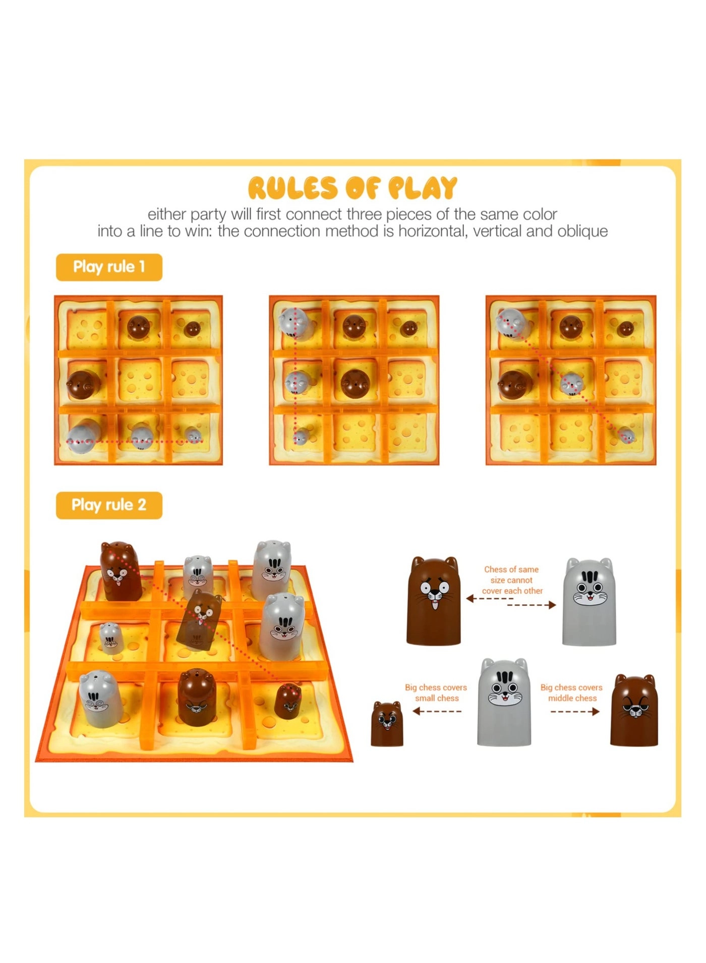 Cartoon Tic tac toe - Stacking Cups Portable Travel Toy