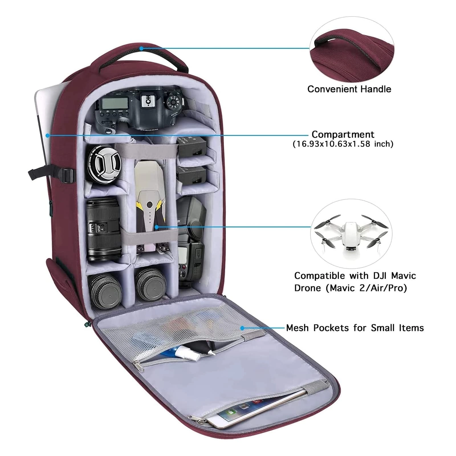 Mocamhsbg - 7.5"D x 11.8"W x 7.5"H Compatible with Canon/Nikon/Sony Hard Shell