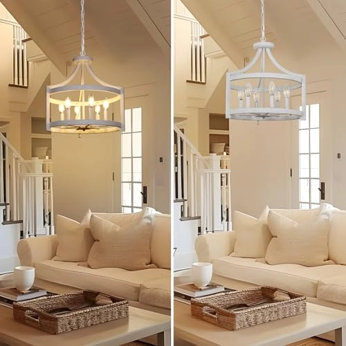 Vintage White Chandelier - 6-light Convertible Semi-Flush Mount