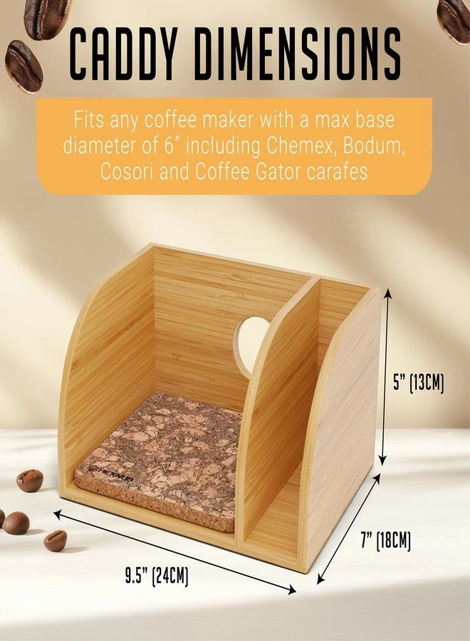 Caddy for Pour Over Coffee Maker - Bamboo Stand Heatproof Mat