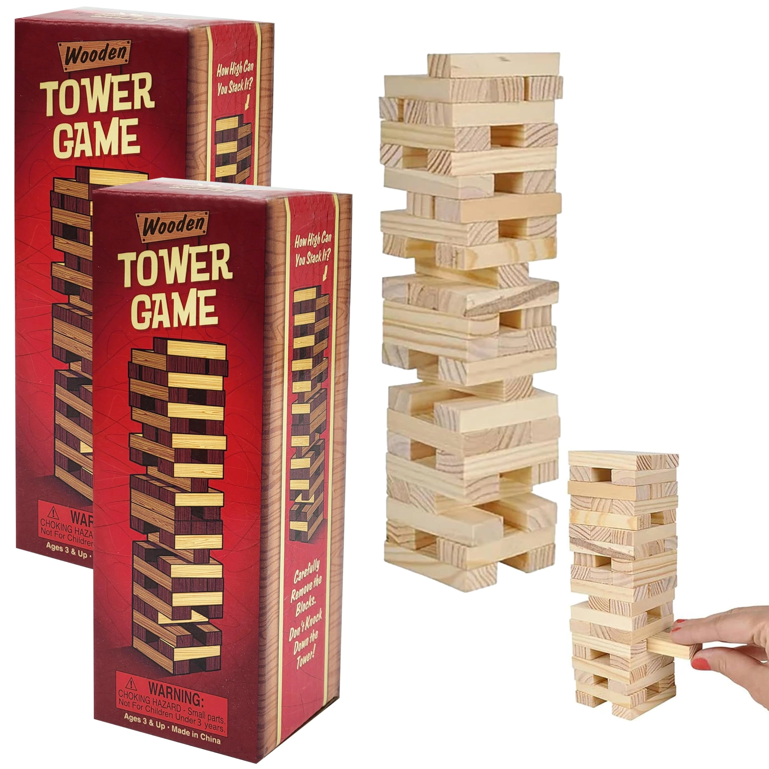 The Dreidel Company Wooden Tumble Tower Game - 4pcs