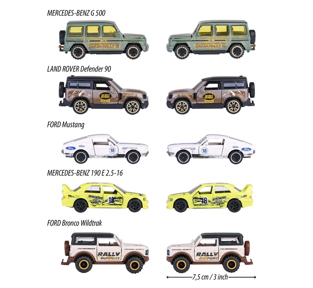 Ford Mustang Fastback + Ford Bronco Wildtrak + Land Rover Defender 90 + Mercedes-Benz 190 E 2.5-16 EVO II + Mercedes-Benz G 500 - 5 pcs