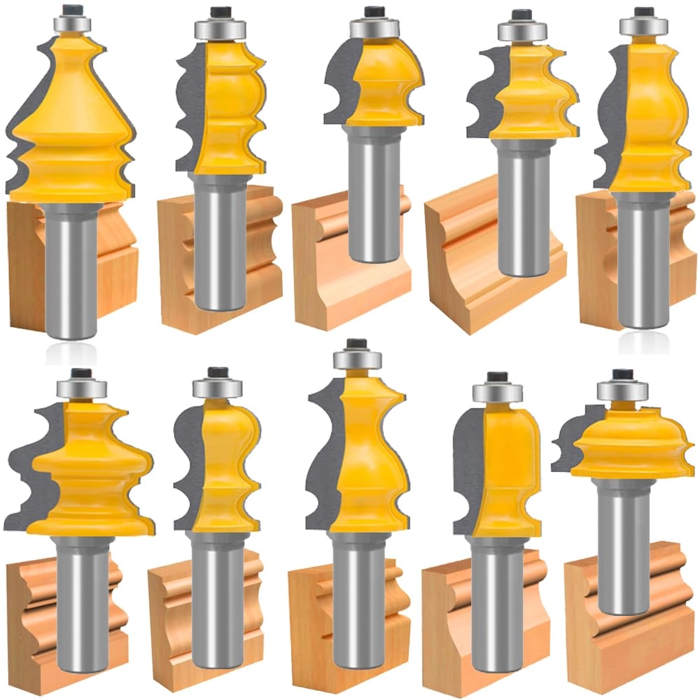 LEATBUY-TECH Architectural Molding Router Bit Set - 1/2 Inch 10 PCS
