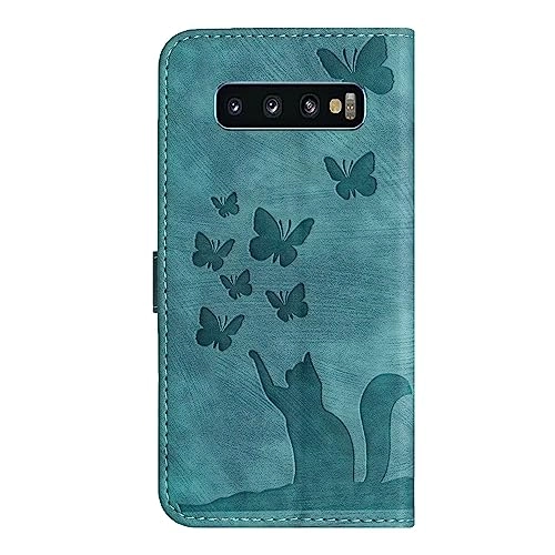 Cute Cat Case Wallet Embossed Flip Cover for Samsung Galaxy S10 Plus