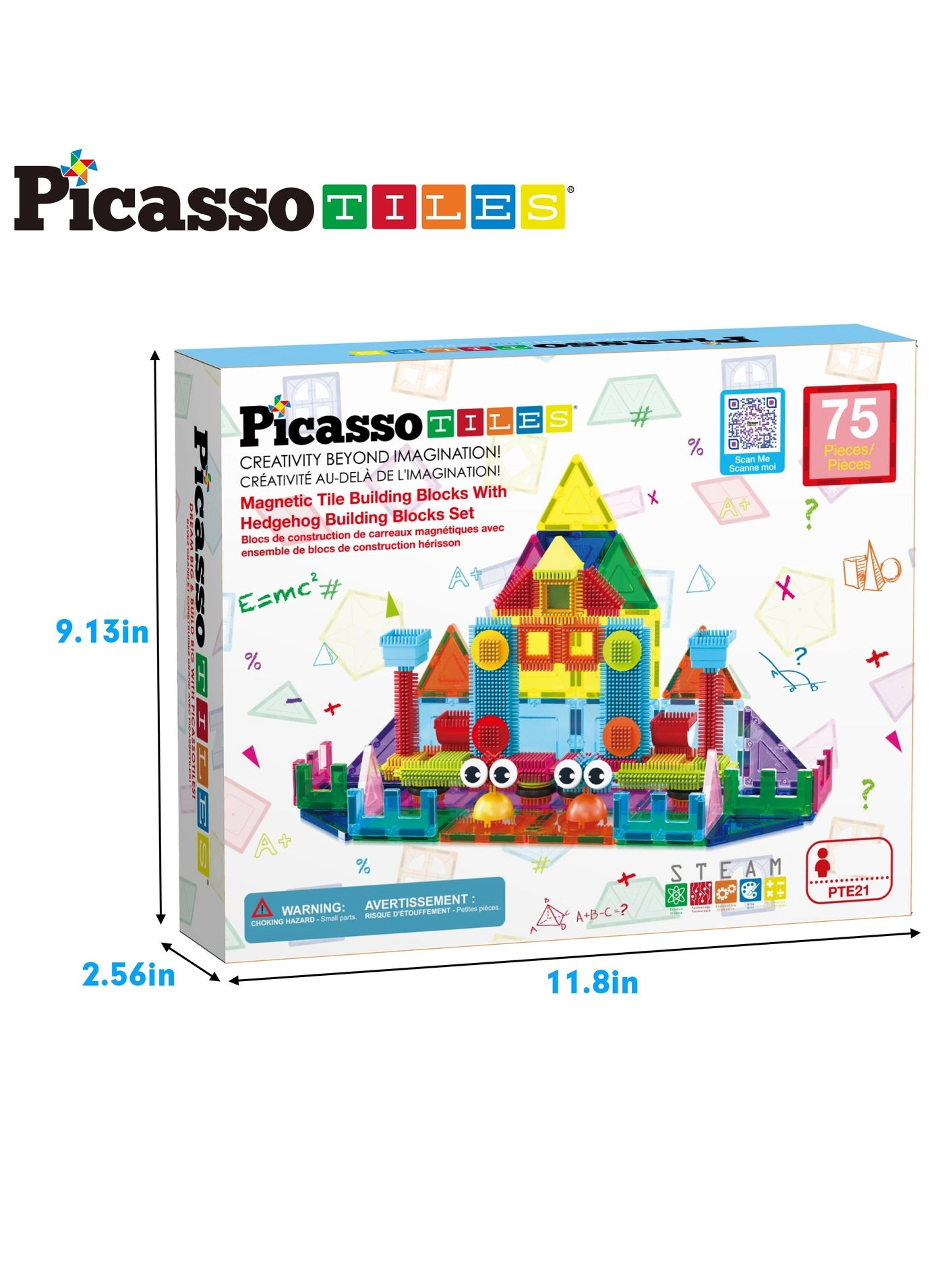 Magnetic Tiles and Soft Hedgehog Building Block Set - 75 pcs