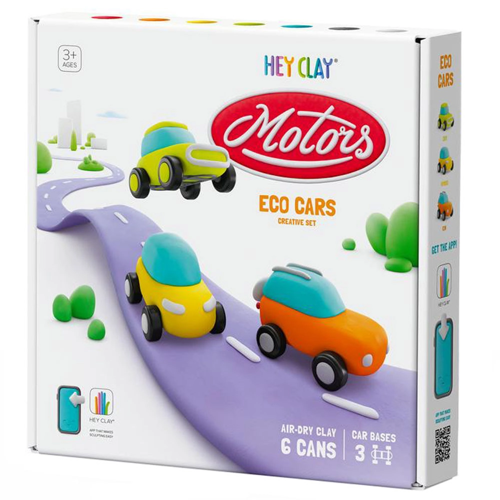 HEY CLAY Eco Cars Air Dry Clay Kit - 3+ years 6 cans