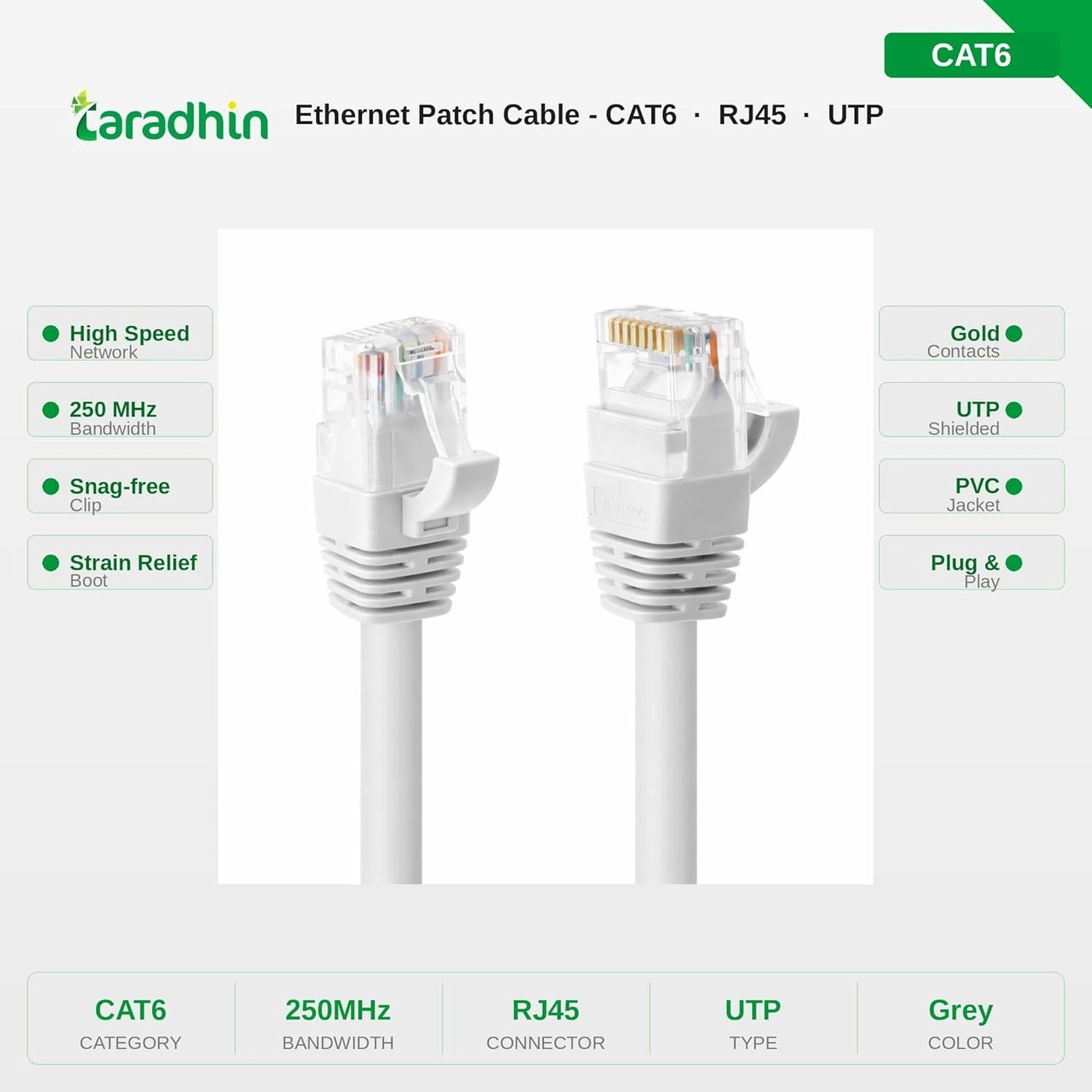 Cat6 Ethernet Patch Cable - 0.5 Meter