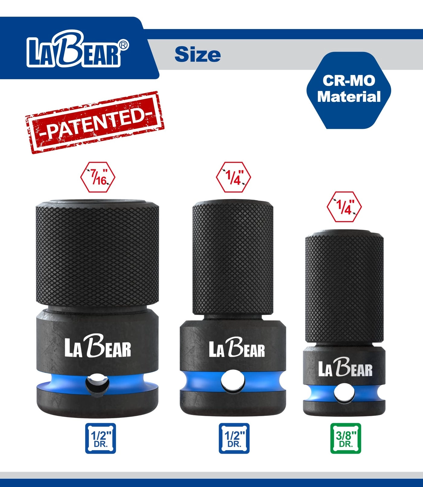 Impact Wrench Adapter - 1/2" Drive Female to 7/16" Hex Quick Release