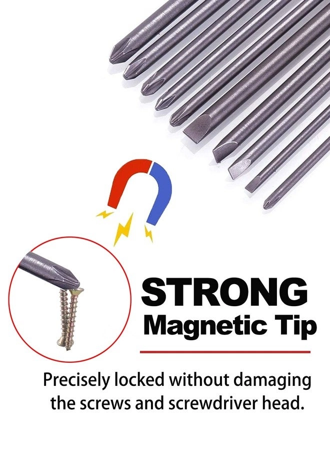 Hex Shank Screwdriver Bits Set - 10pcs 1/4 Inch Long Magnetic