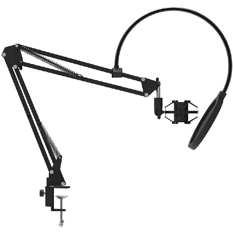 Elite Microphone Shock Mount Stand - Pop Filter Adaptor Black