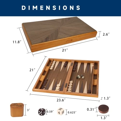 Wooden Folding Inlay Backgammon - Premium Double Stripe