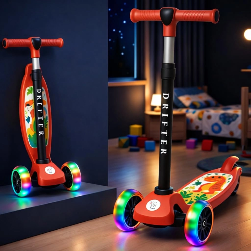 Storio, wecare@storio.in Drifter 3-Wheel Kick Scooter – LED Foldable