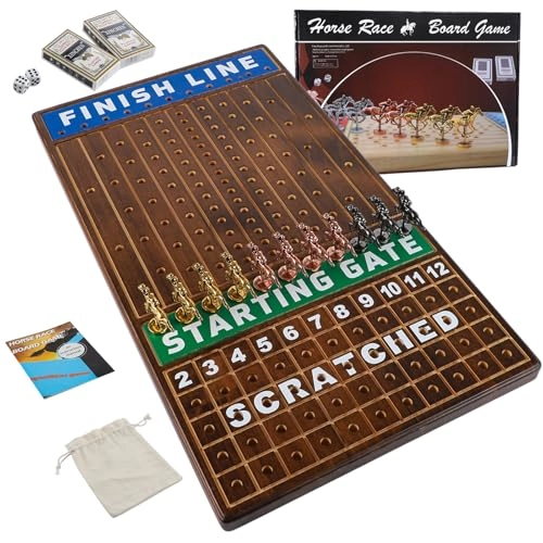 Horse Race Board Game - 11 Horses 4 Dice Solid Wood