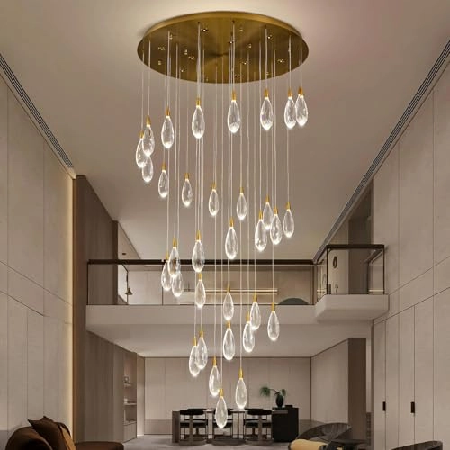 Raindrop Staircase Chandelier - 4000K Dimmable