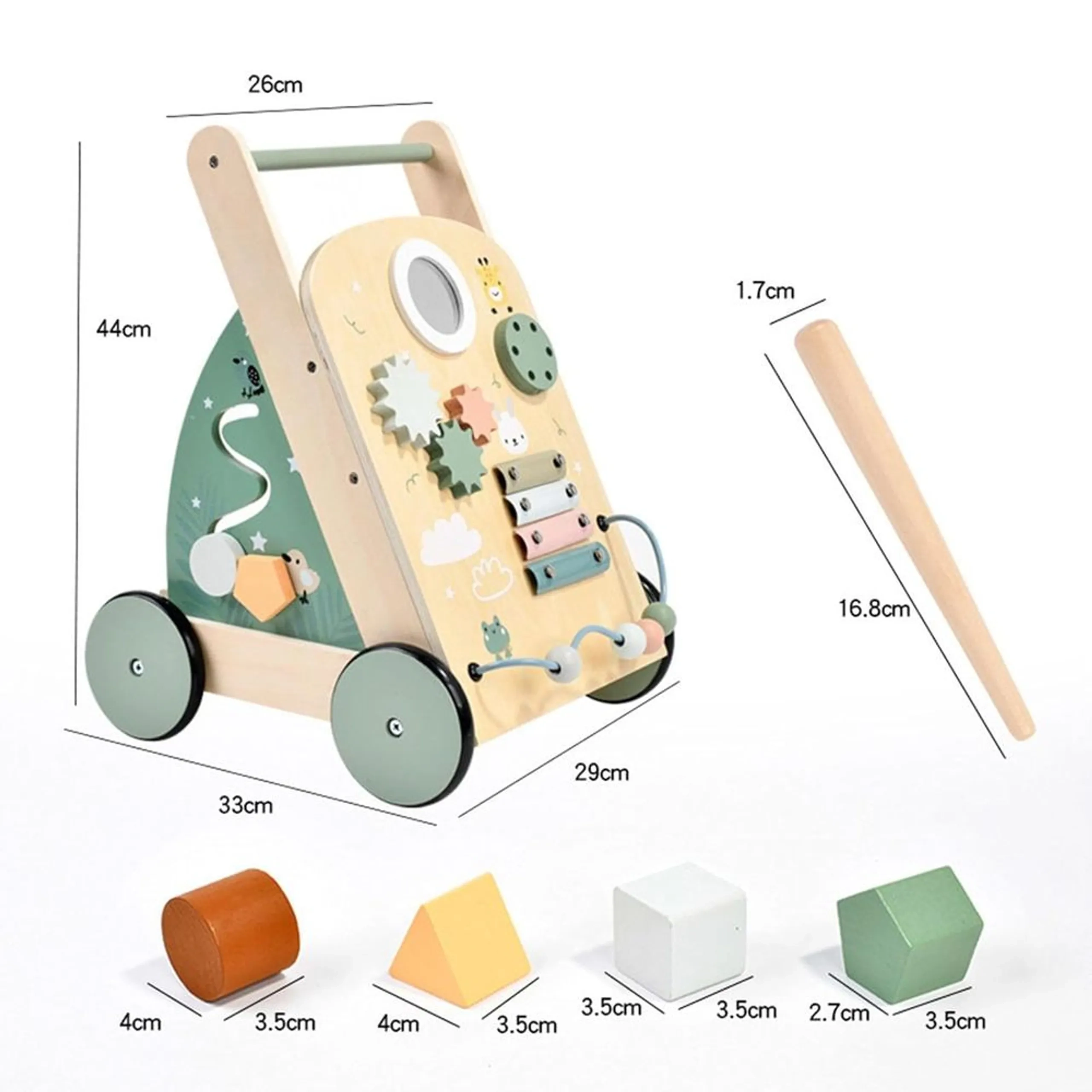 Enzo Wooden Baby Walker - 5-in-1 Activity Center