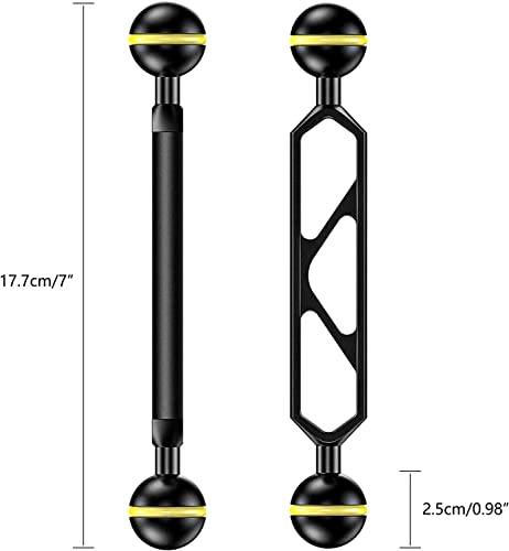 Underwater Extension Arm - 1" Ball to YS Head Adapter Carbon Fiber Dual Ball Arm