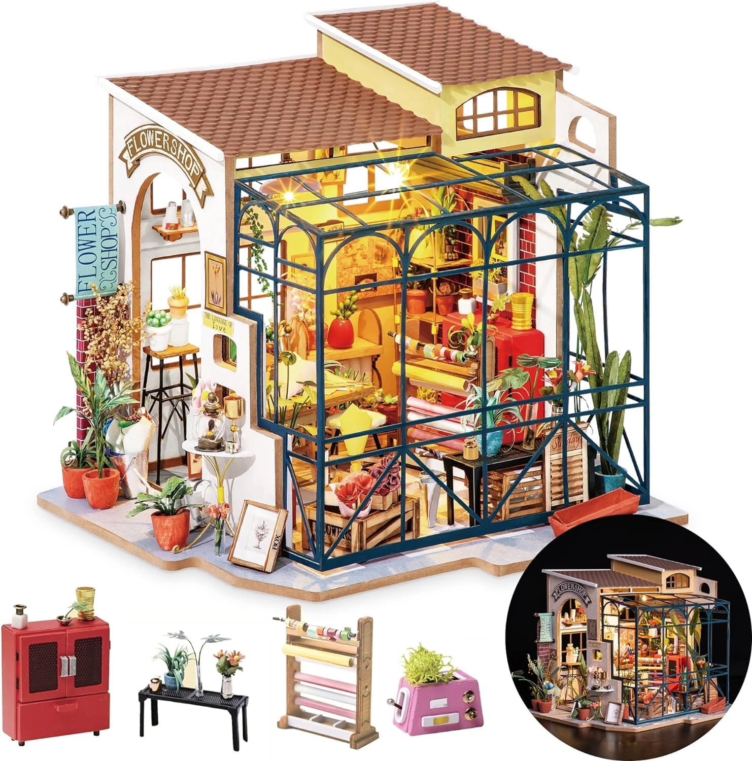 DIY Miniatures Dollhouse Kit - Emily's Florist 1/24