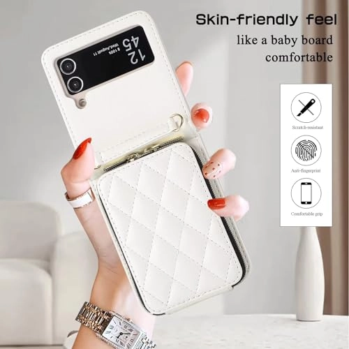 Miagon Case - Faux Leather Zipper Purse Wallet Phone Cover for Samsung Galaxy Z Flip4